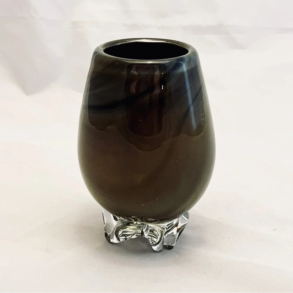 Art Glass Footed Vase, Hand Blown, 5